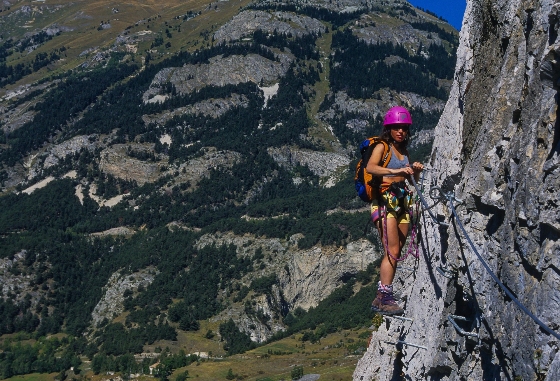Personne sur la via ferrata de Thônes